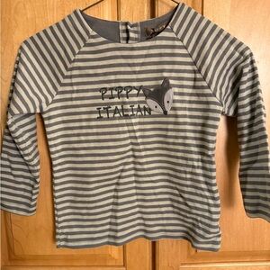 Gray Striped Long Sleeve Kids Tee